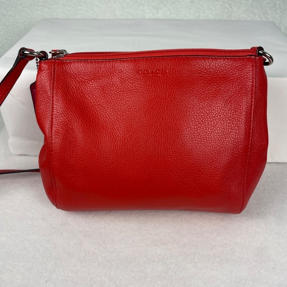 Coach Park Swingpack (F51743) Silver Vermillion Pebbled Leather Preppy Luxury - Picture 3 of 14